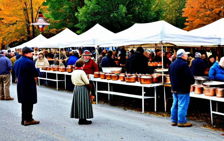 문화적 지속가능성 - Apple Butter Festival**
"A bustling autumn scene at a local Apple Butter Festival. People are gathe...