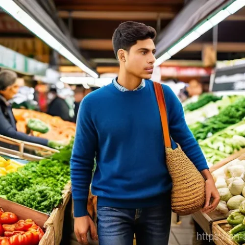 Home 28 문화적 적응 - **"Navigating the European Market"**
A young adult, ethnically ambiguous, in their late 20s, sta...